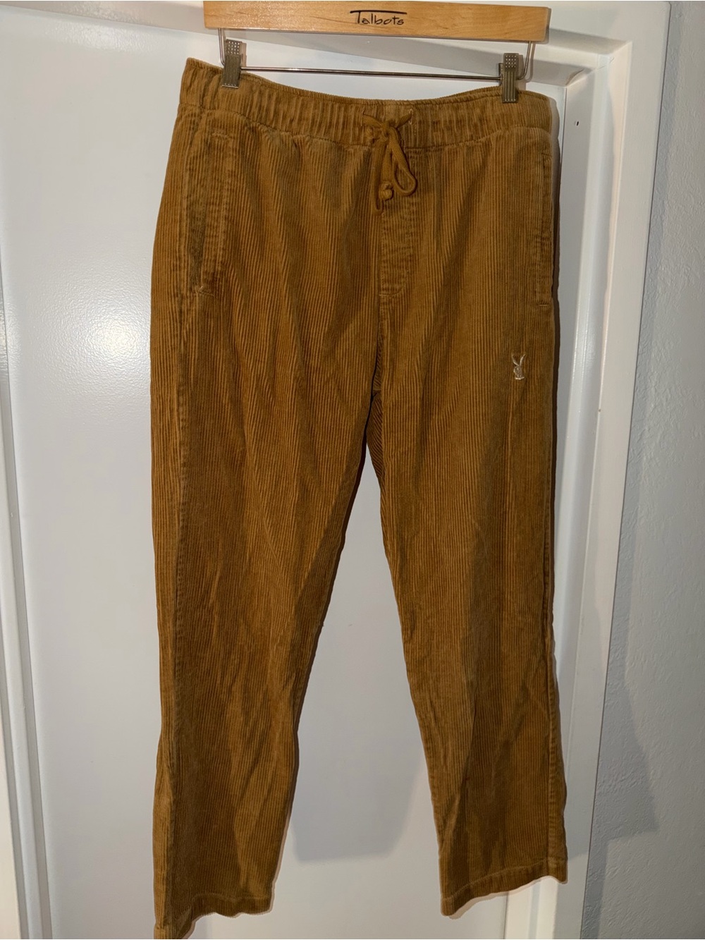 PLAYBOY Men's Corduroy Drawstring Pants in Caramel Brown